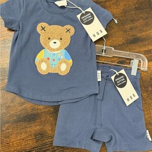 Huxbaby Organic Cotton Bear Outfit in Blue